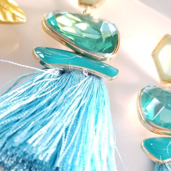 New! Zara Bold Blue Tassel Earrings - Picture 6 of 6